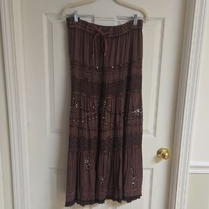 Vintage Purple Embroidered Maxi Skirt